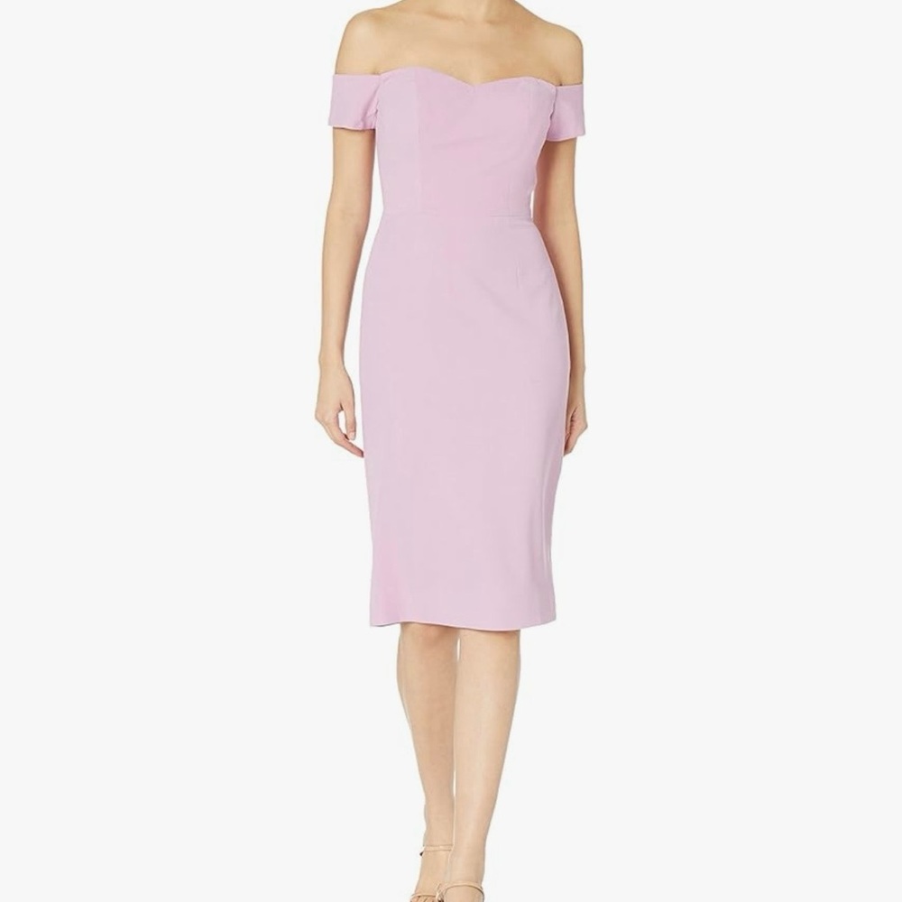 Dress the Population Lilac Off-Shoulder Midi Sheath Dress